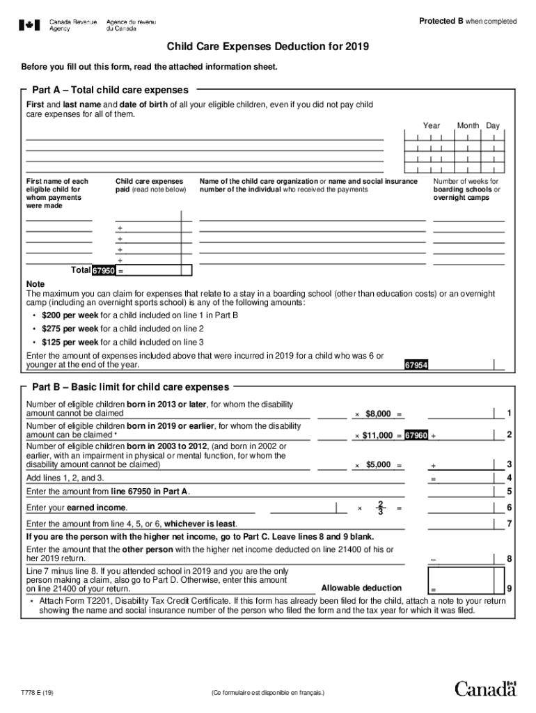 2019 2021 Form Canada T778 E Fill Online Printable Fillable Blank 