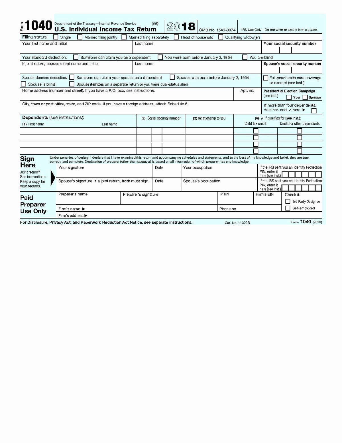 Affordable Care Act Worksheet Awesome Form 1040 In 2020 Tax Forms