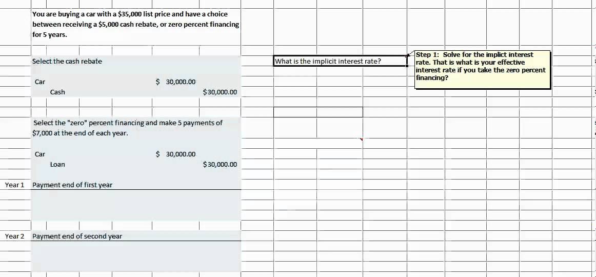 BUAD361 Car Loan Rebate Vs Zero Percent Financing mp4 YouTube