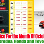 Car Price Rebate For The Month Of October On Perodua Honda And Toyota