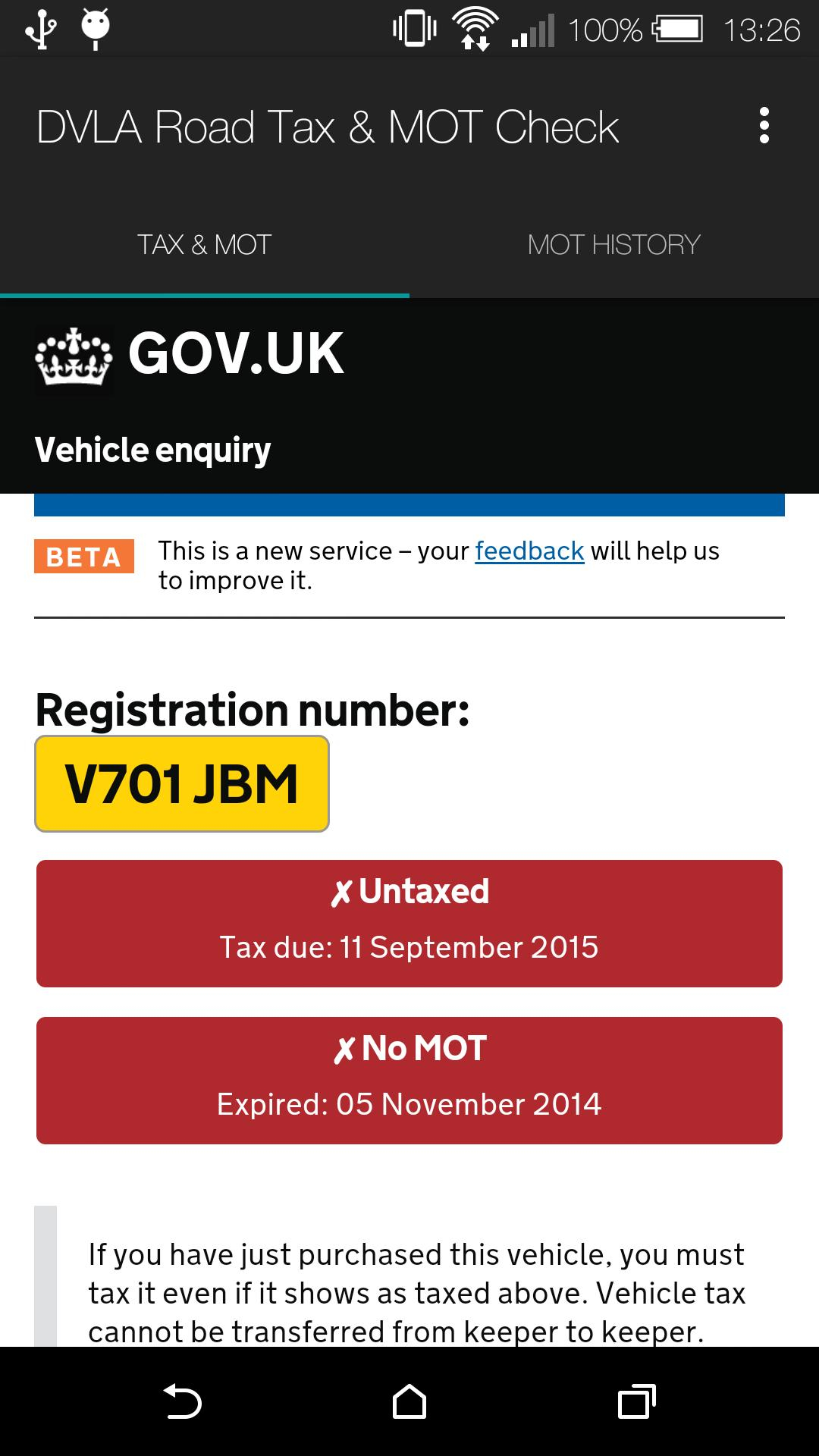 DVLA Road Tax MOT Check APK 