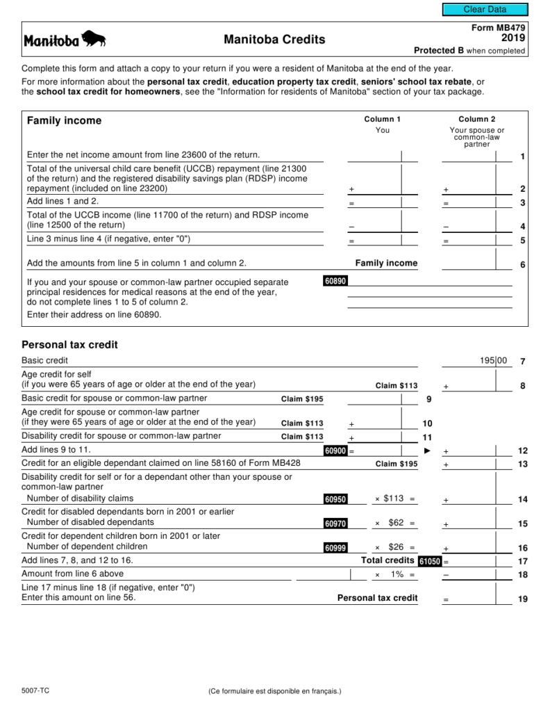 Form MB479 5007 TC Download Fillable PDF Or Fill Online Manitoba 