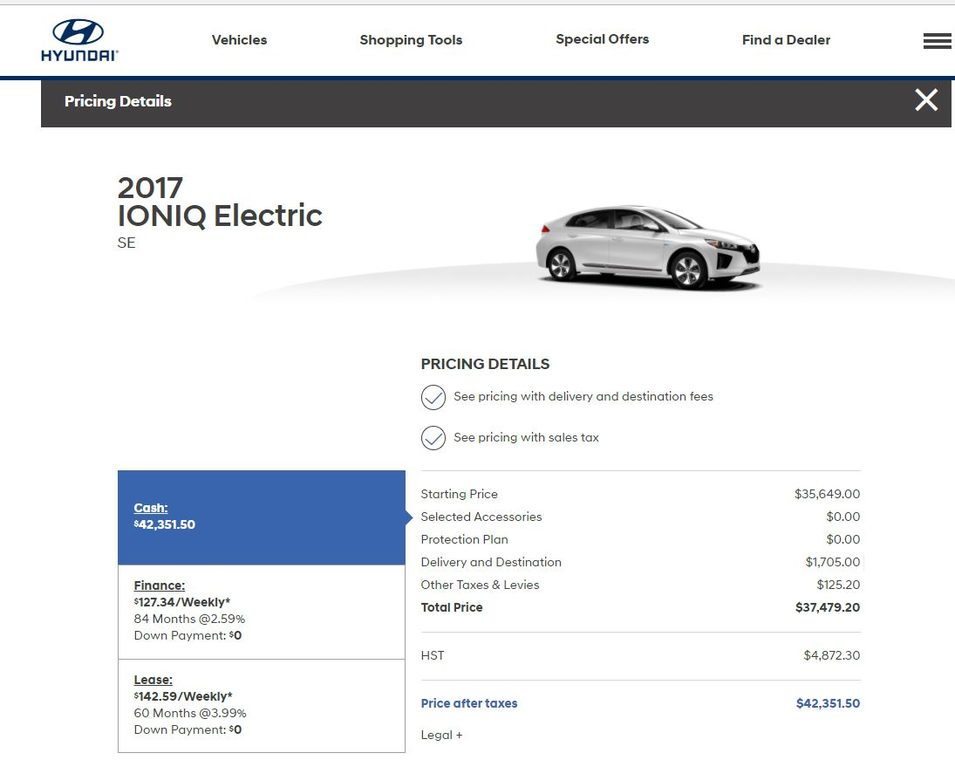  Hyundai ONT Hyundai Ioniq SE Electric 28 352 All in After ONT 