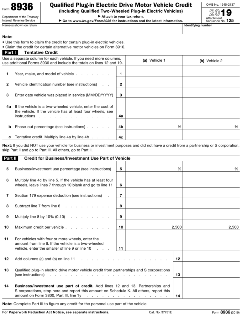 IRS Form 8936 Download Fillable PDF Or Fill Online Qualified Plug In 