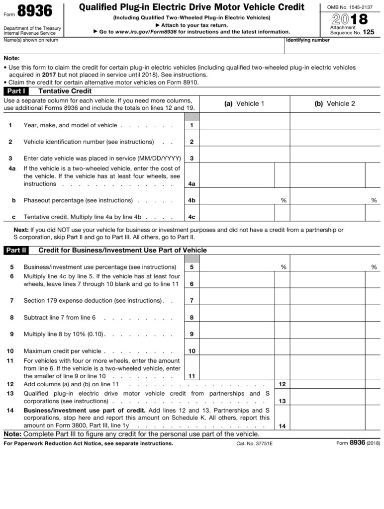 IRS Form 8936 Download Fillable PDF Or Fill Online Qualified Plug In 