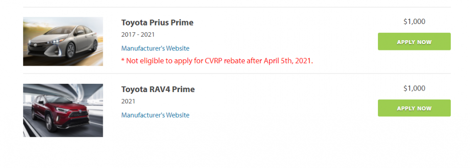 CA CVRP Rebate Goes Away After April 5th For Calif Buyers PriusChat
