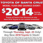 Special 2014 New Car Incentives From Toyota Of Santa Cruz Ask For