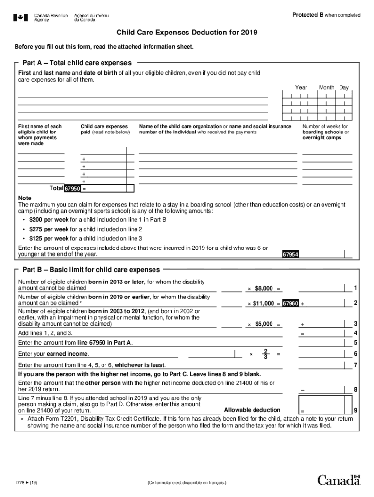T778 Fill 19e Pdf Clear Data Child Care Expenses Fill Out And Sign 