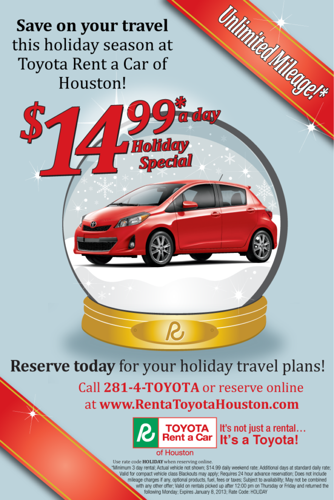 We Have A New Special From Toyota Rent A Car 14 99 A Day Holiday 