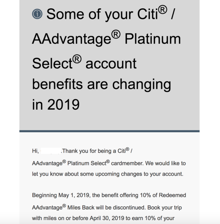 Citi AAdvantage Cards Cutting 10 Mileage Rebate For Awards