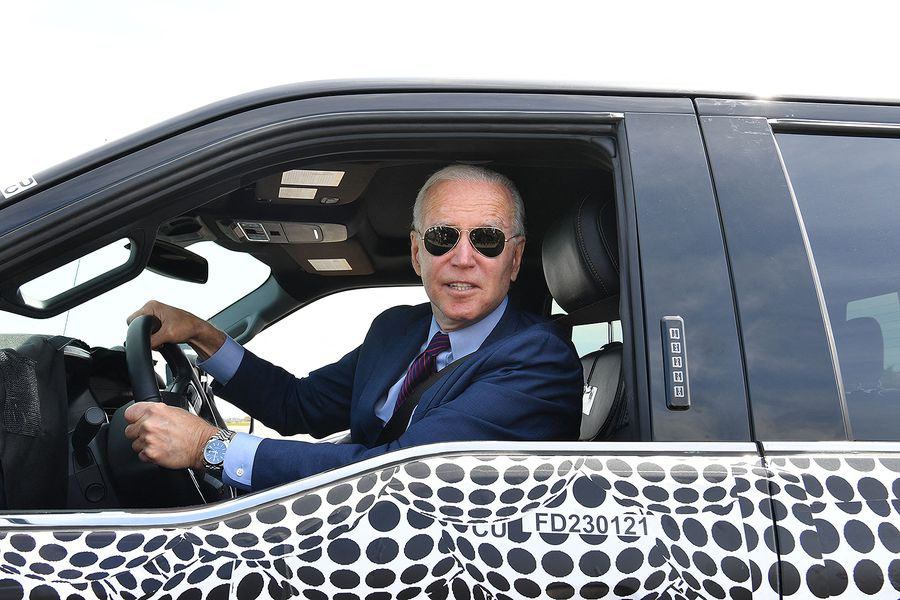 Joe Biden Touts Clean Energy After Test Driving Electric Ford 150